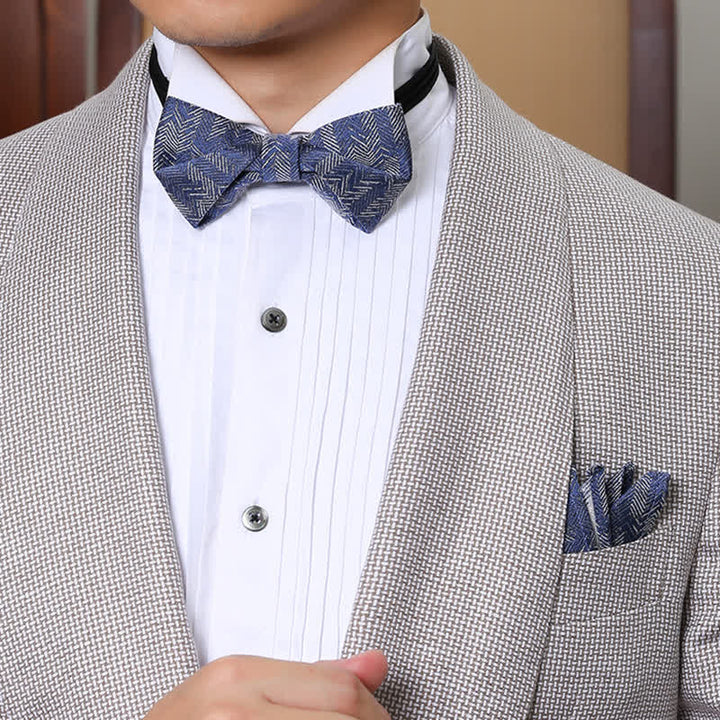 Pajarita vaquera con estampado de espiga de flores de la serie azul para hombre