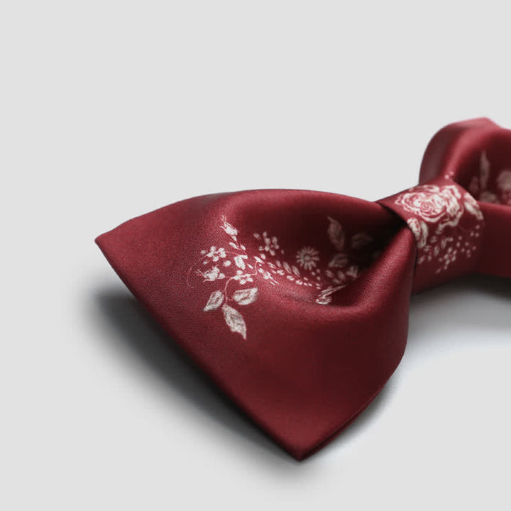 Pajarita de boda elegante con estampado floral y vegetal para hombre