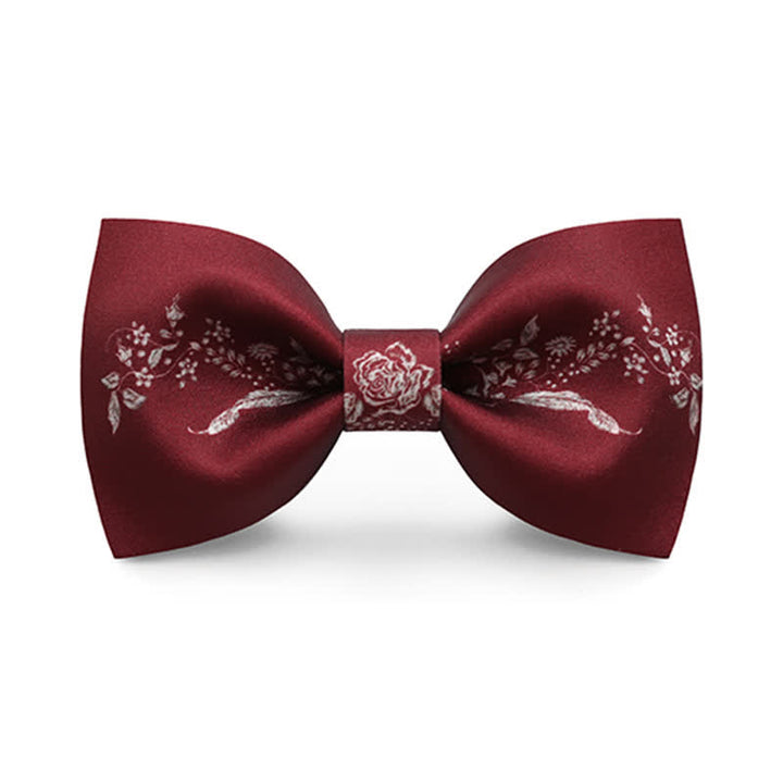 Pajarita de boda elegante con estampado floral y vegetal para hombre