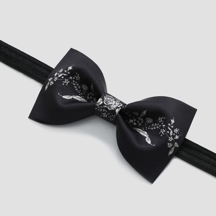 Pajarita de boda elegante con estampado floral y vegetal para hombre