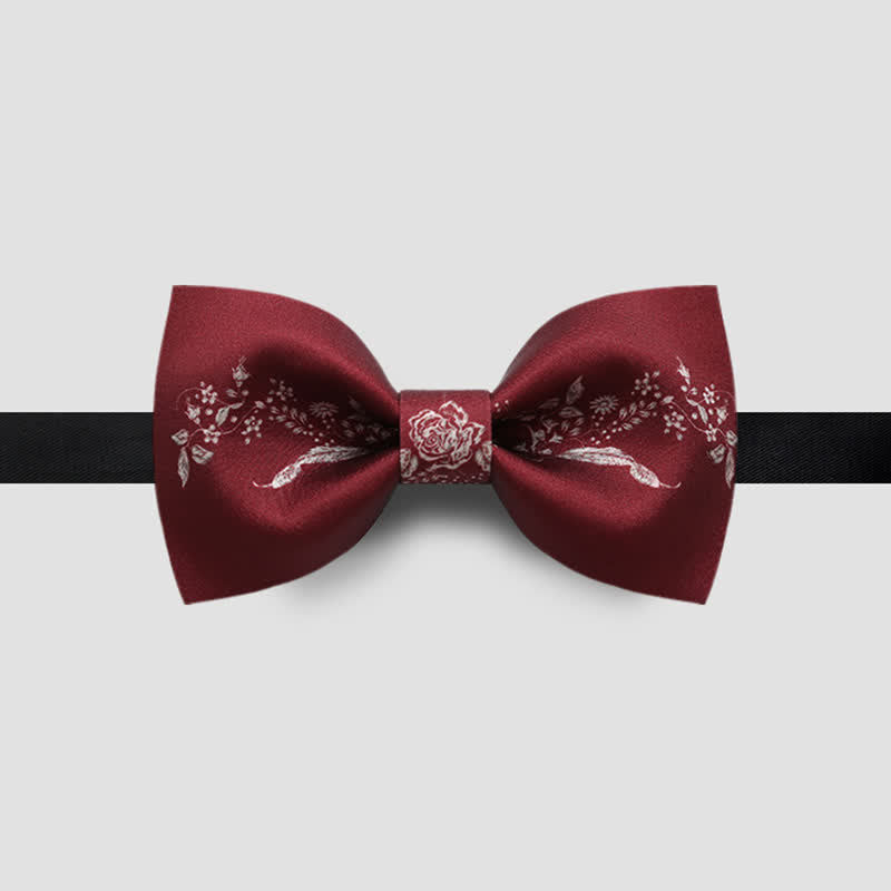 Pajarita de boda elegante con estampado floral y vegetal para hombre