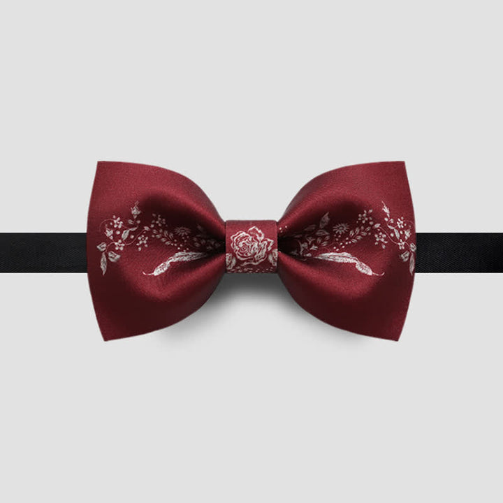 Pajarita de boda elegante con estampado floral y vegetal para hombre