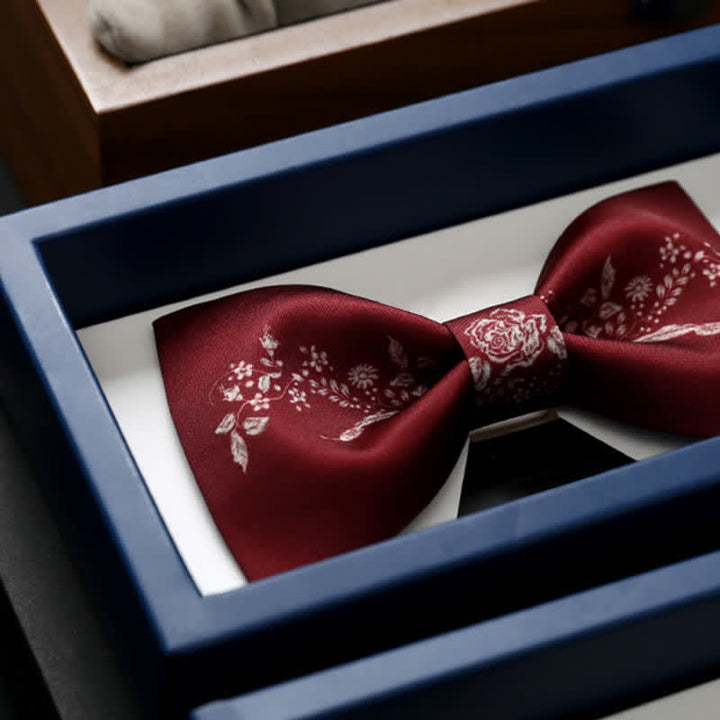 Pajarita de boda elegante con estampado floral y vegetal para hombre
