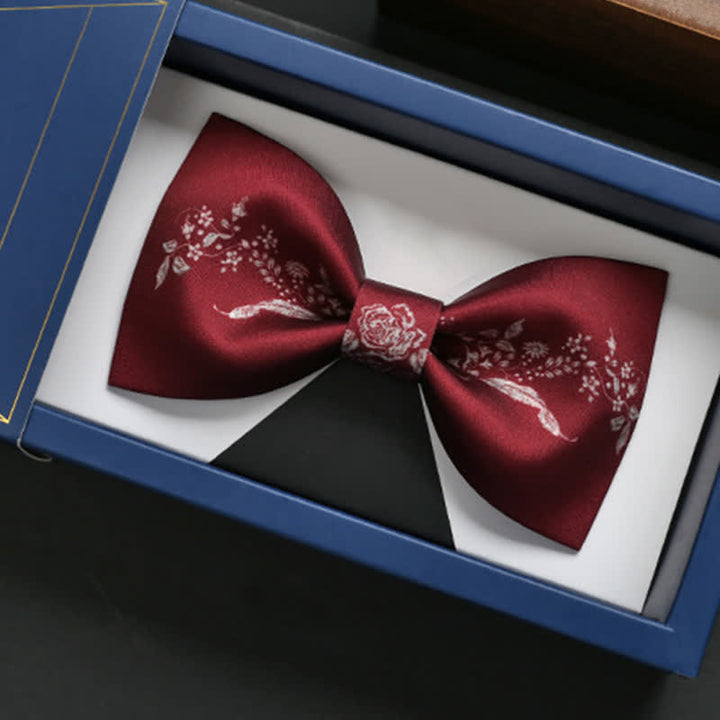 Pajarita de boda elegante con estampado floral y vegetal para hombre