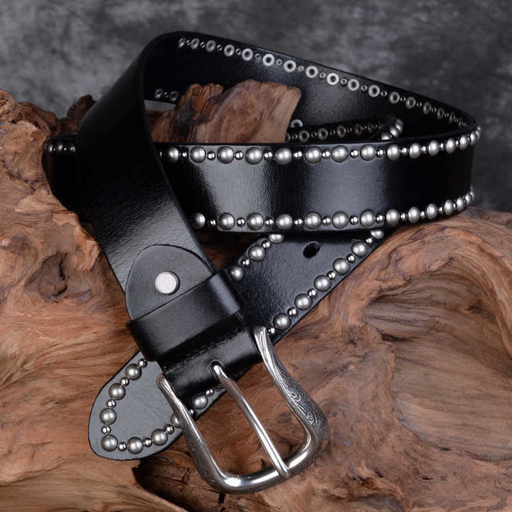 Cinturón de cuero con remaches redondos y tachuelas para accesorios de ropa gótica