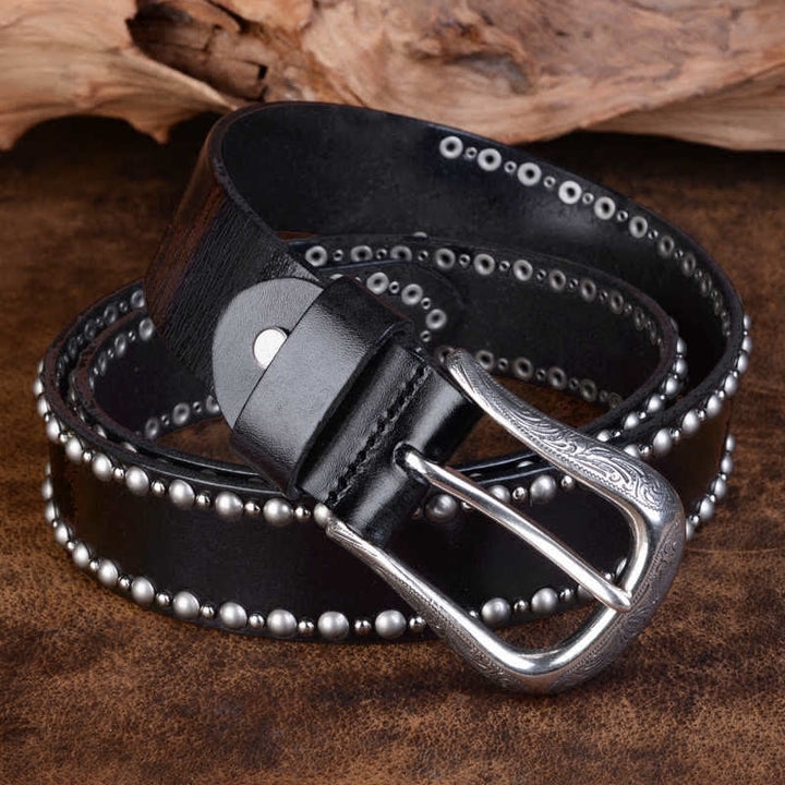 Cinturón de cuero con remaches redondos y tachuelas para accesorios de ropa gótica