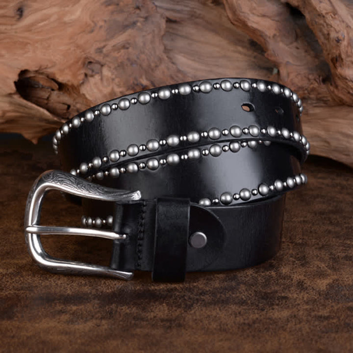 Cinturón de cuero con remaches redondos y tachuelas para accesorios de ropa gótica