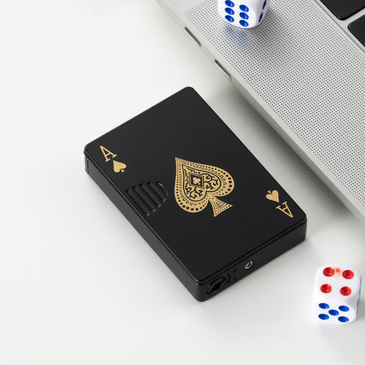 Encendedor de butano recargable con parte trasera personalizada y cartas de póquer