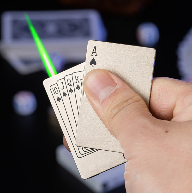 Encendedor de butano recargable con parte trasera personalizada y cartas de póquer