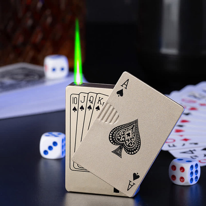 Encendedor de butano recargable con parte trasera personalizada y cartas de póquer