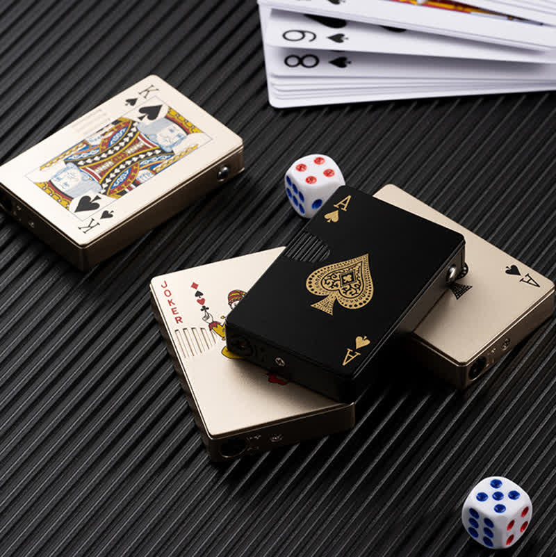 Encendedor de butano recargable con parte trasera personalizada y cartas de póquer