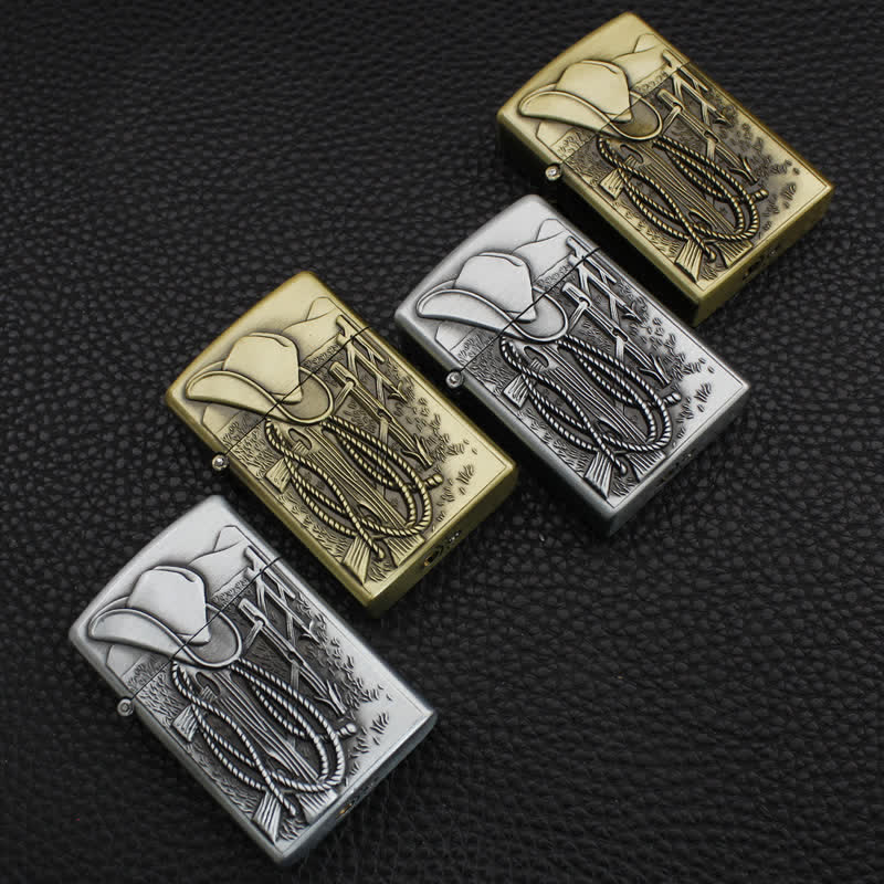 Encendedor de butano recargable con sombrero de vaquero y escena del oeste - image 4