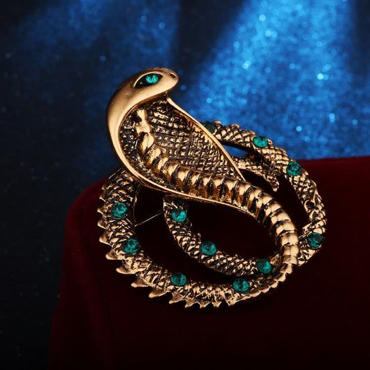 Broche unisex original retro con diamantes de imitación de cobra