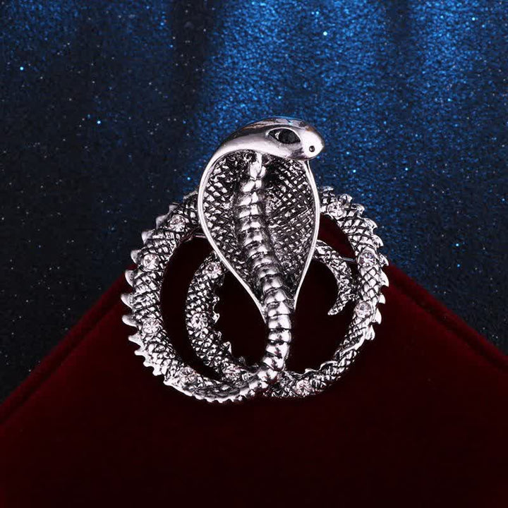 Broche unisex original retro con diamantes de imitación de cobra