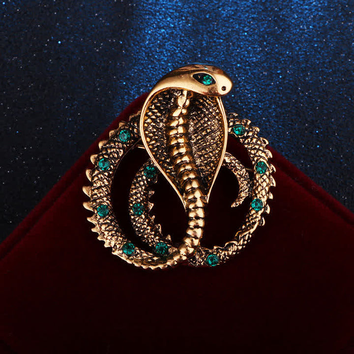 Broche unisex original retro con diamantes de imitación de cobra