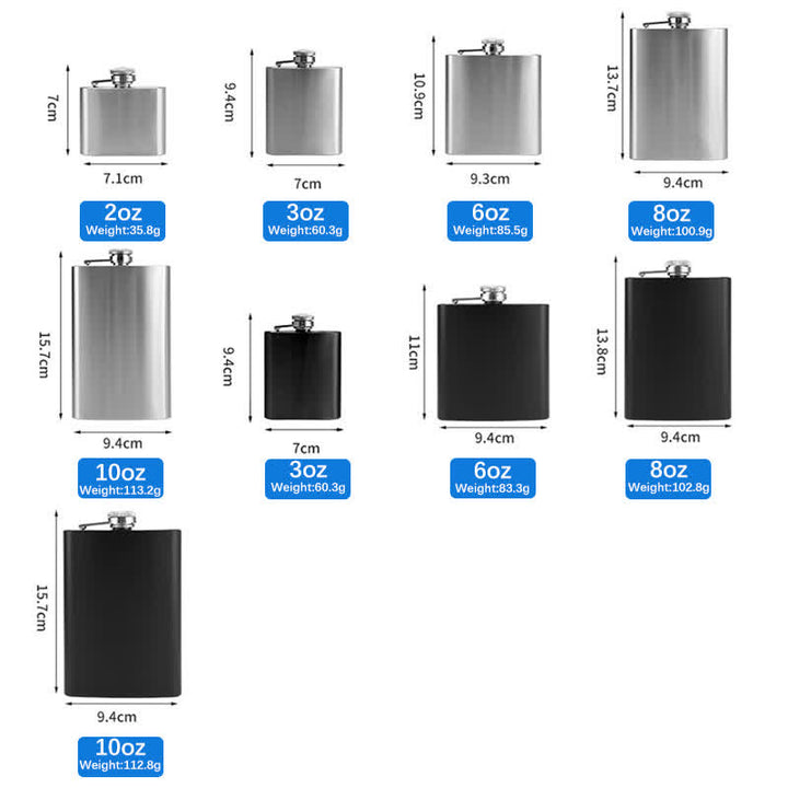 Frasco portátil de acero inoxidable con patrón láser de dados de póquer de 3 a 8 oz