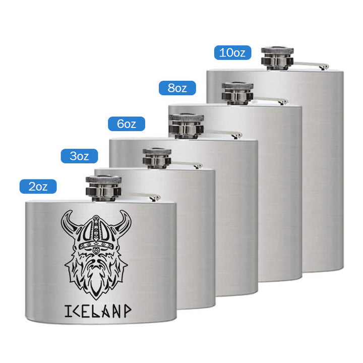 Termo portátil de acero inoxidable con patrón láser Viking Iceland de 3 a 8 oz