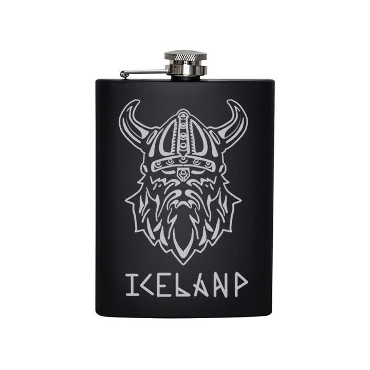 Termo portátil de acero inoxidable con patrón láser Viking Iceland de 3 a 8 oz