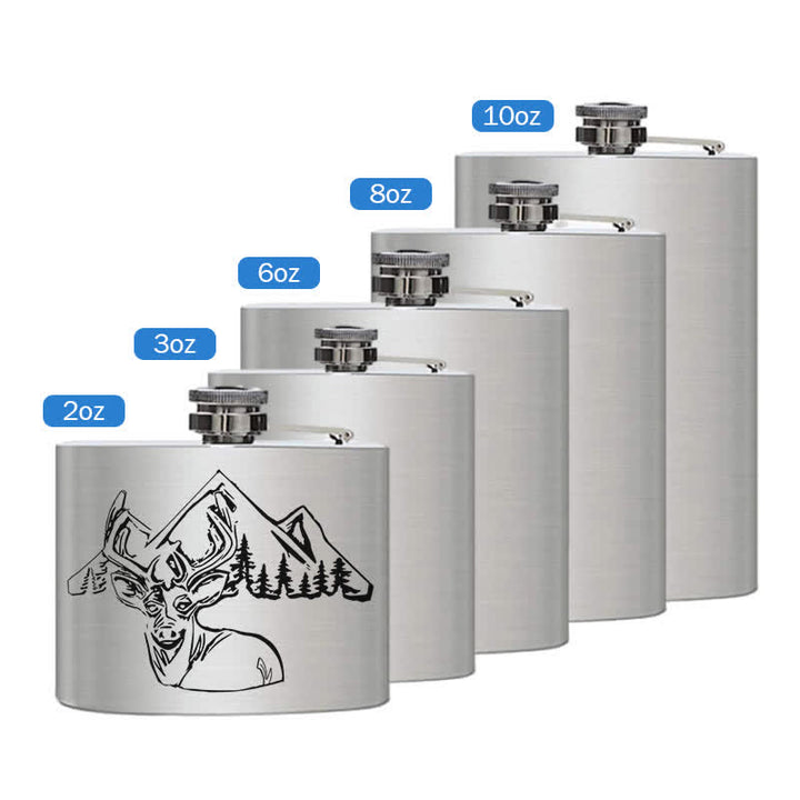 Termo portátil de acero inoxidable con patrón láser para caza de ciervos de 3 a 8 oz