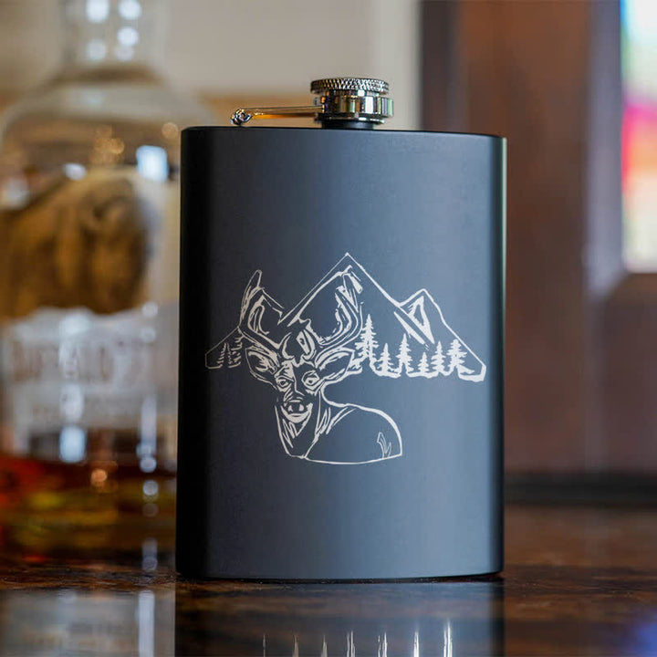Termo portátil de acero inoxidable con patrón láser para caza de ciervos de 3 a 8 oz