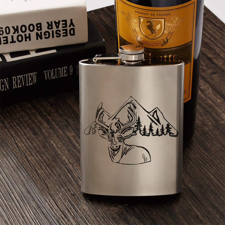 Termo portátil de acero inoxidable con patrón láser para caza de ciervos de 3 a 8 oz