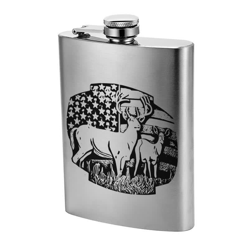 Termo portátil de acero inoxidable con diseño láser de la bandera de EE. UU. de 3 a 8 oz