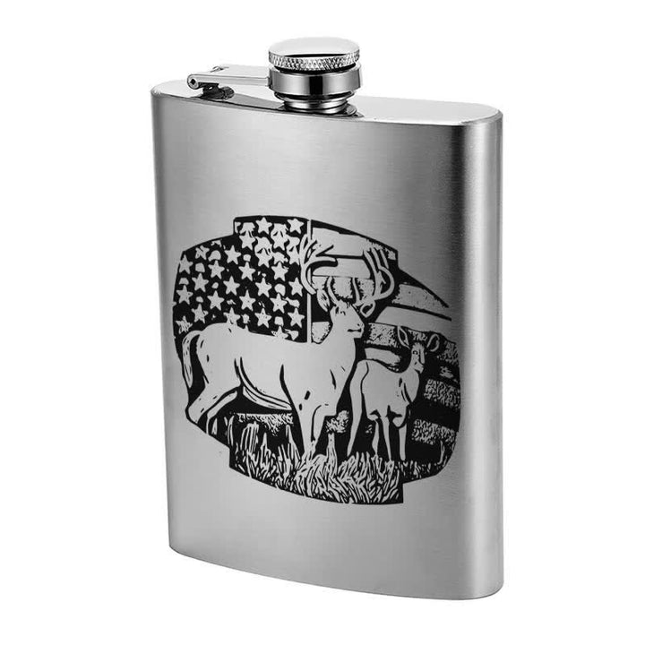 Termo portátil de acero inoxidable con diseño láser de la bandera de EE. UU. de 3 a 8 oz