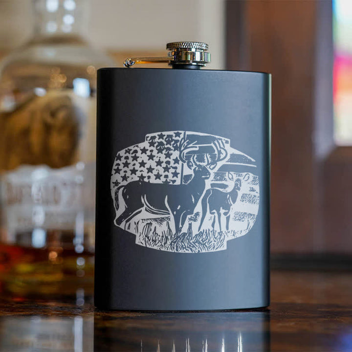 Termo portátil de acero inoxidable con diseño láser de la bandera de EE. UU. de 3 a 8 oz