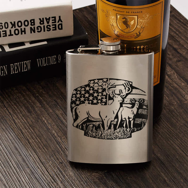Termo portátil de acero inoxidable con diseño láser de la bandera de EE. UU. de 3 a 8 oz