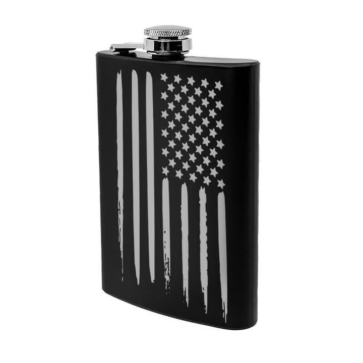 Termo portátil de acero inoxidable con diseño láser de la bandera estadounidense de 3 a 8 oz