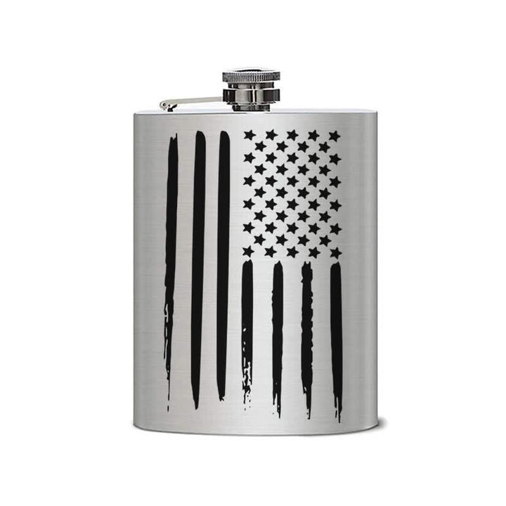 Termo portátil de acero inoxidable con diseño láser de la bandera estadounidense de 3 a 8 oz
