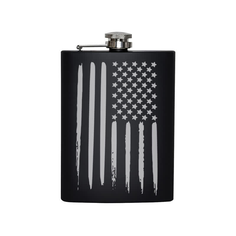 Termo portátil de acero inoxidable con diseño láser de la bandera estadounidense de 3 a 8 oz