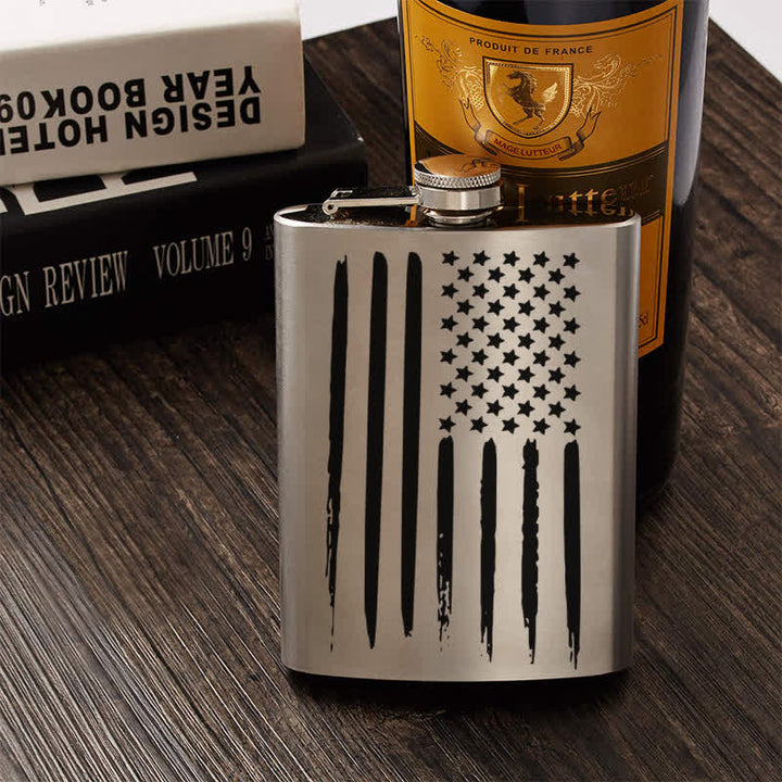 Termo portátil de acero inoxidable con diseño láser de la bandera estadounidense de 3 a 8 oz