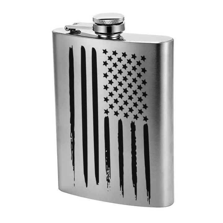 Termo portátil de acero inoxidable con diseño láser de la bandera estadounidense de 3 a 8 oz