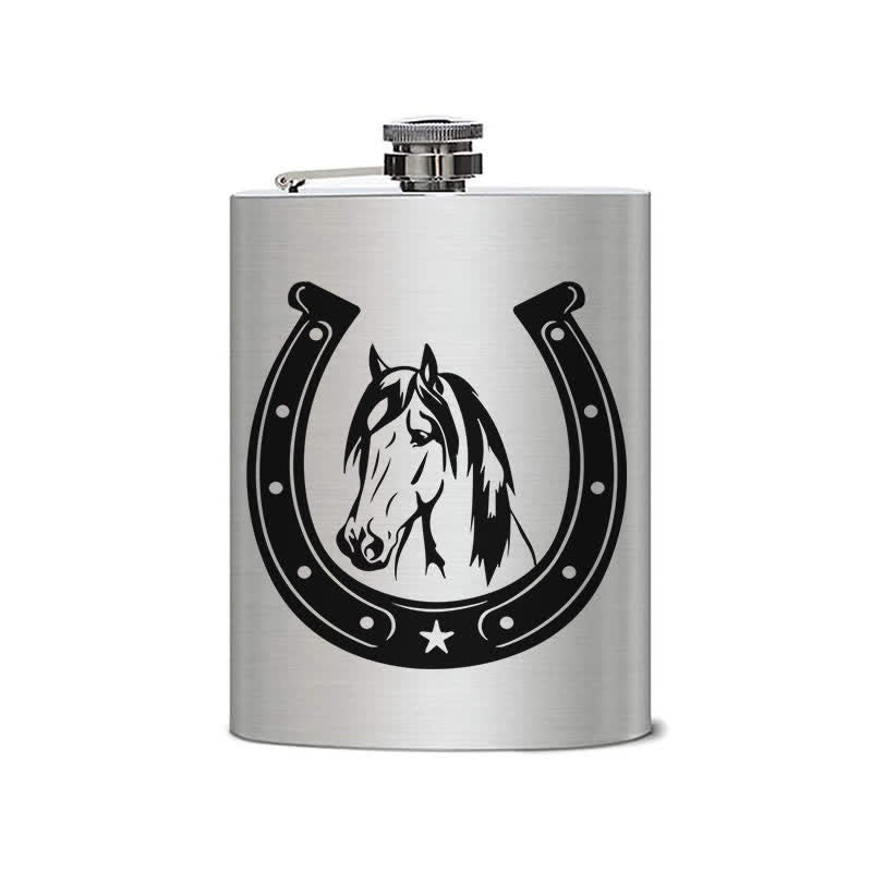 Termo portátil de acero inoxidable con diseño de cabeza de caballo de 3 a 8 oz