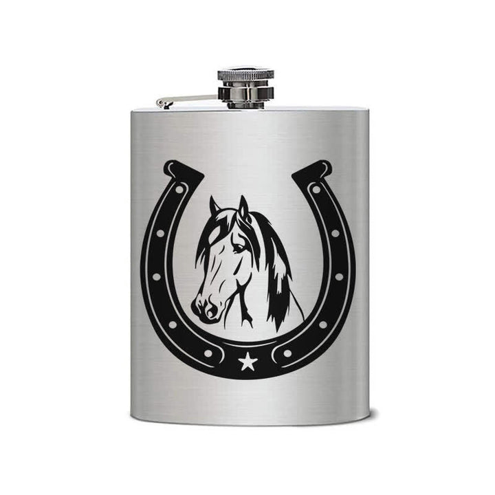Termo portátil de acero inoxidable con diseño de cabeza de caballo de 3 a 8 oz