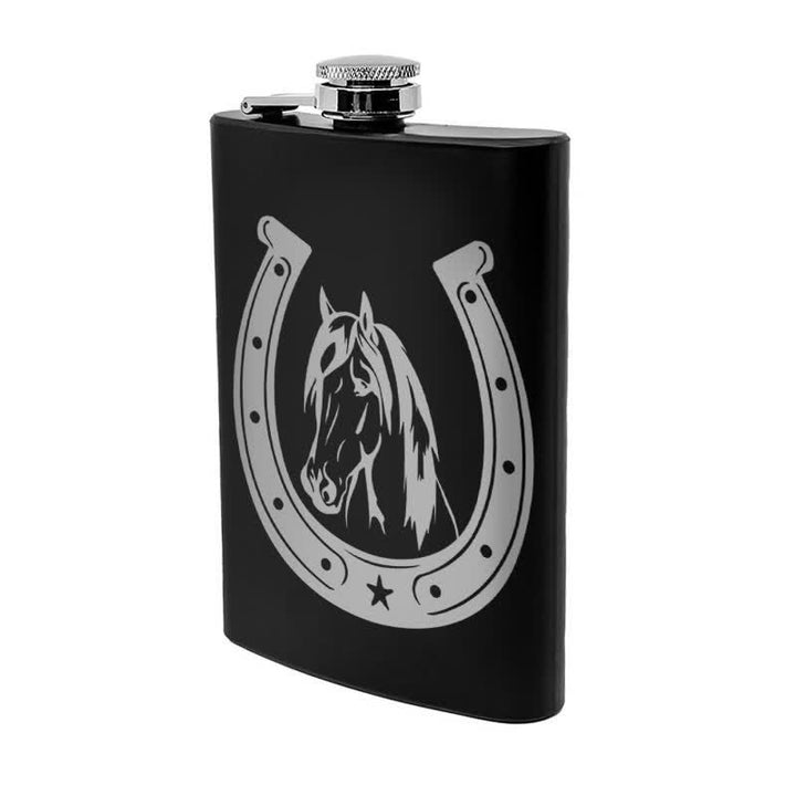 Termo portátil de acero inoxidable con diseño de cabeza de caballo de 3 a 8 oz