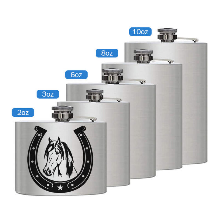 Termo portátil de acero inoxidable con diseño de cabeza de caballo de 3 a 8 oz