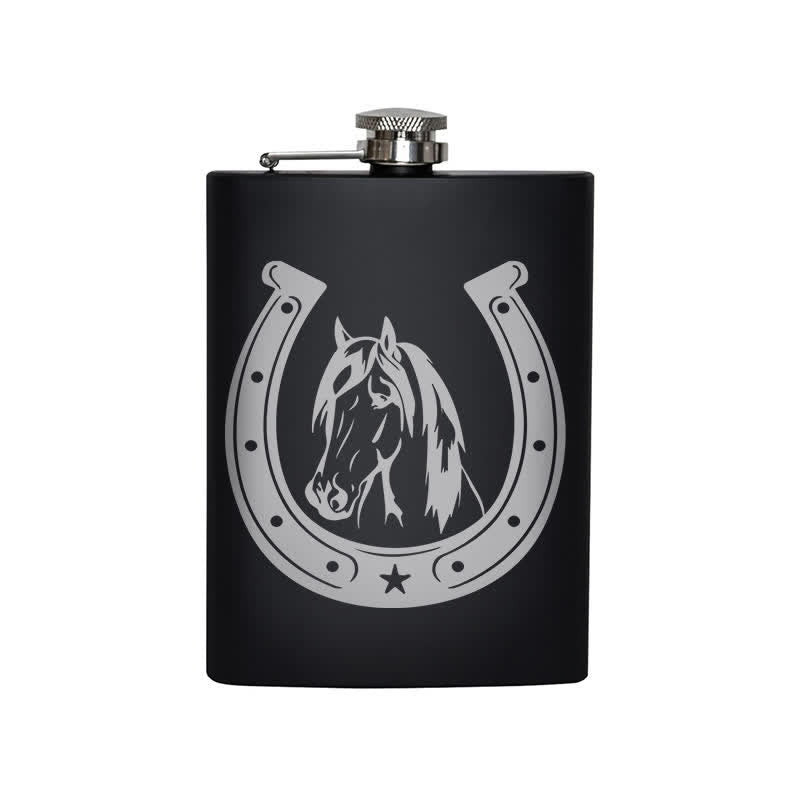 Termo portátil de acero inoxidable con diseño de cabeza de caballo de 3 a 8 oz