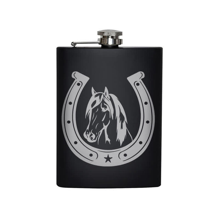 Termo portátil de acero inoxidable con diseño de cabeza de caballo de 3 a 8 oz