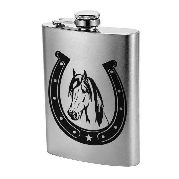 Termo portátil de acero inoxidable con diseño de cabeza de caballo de 3 a 8 oz