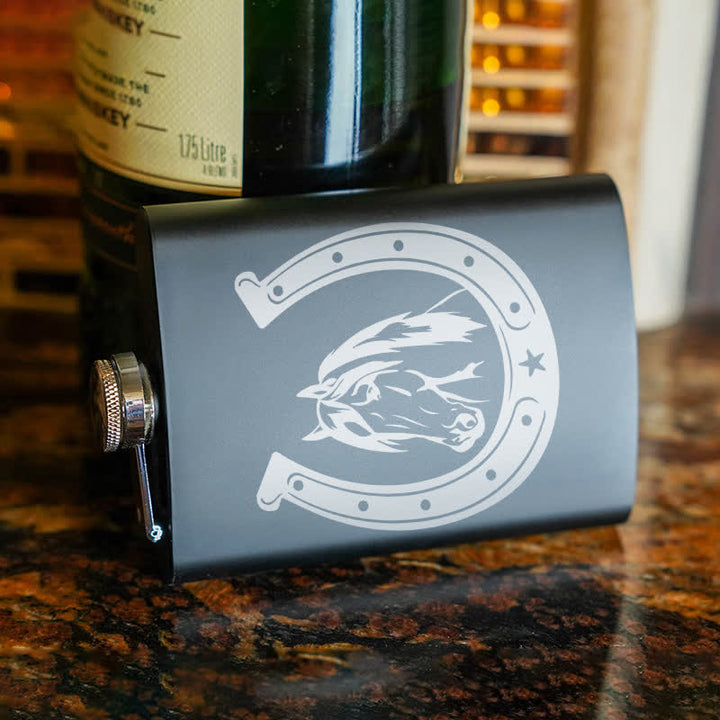 Termo portátil de acero inoxidable con diseño de cabeza de caballo de 3 a 8 oz