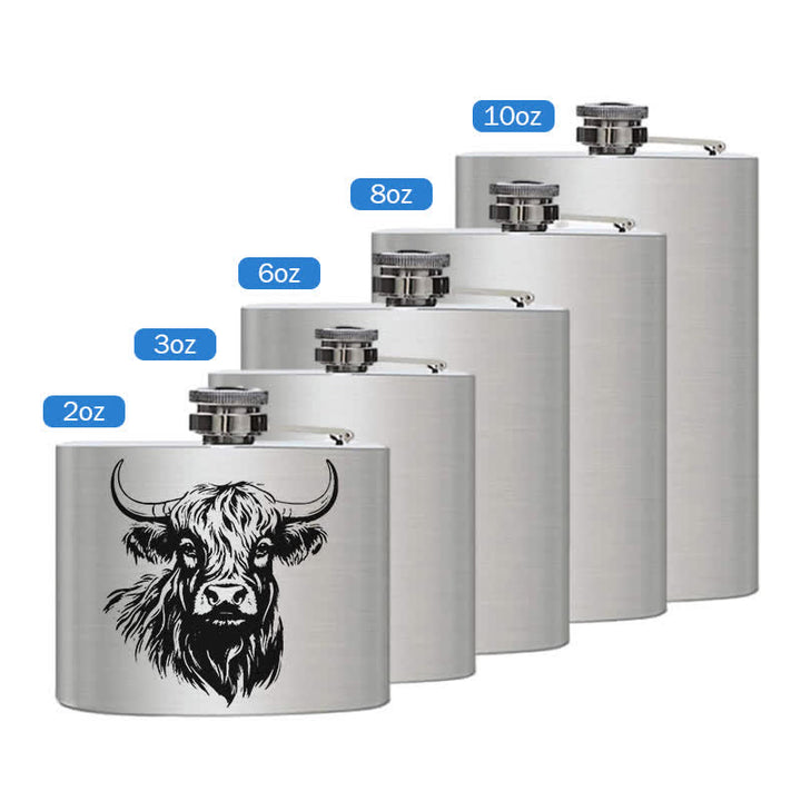 Termo portátil de acero inoxidable con diseño láser Yak Bull de 3-8 oz