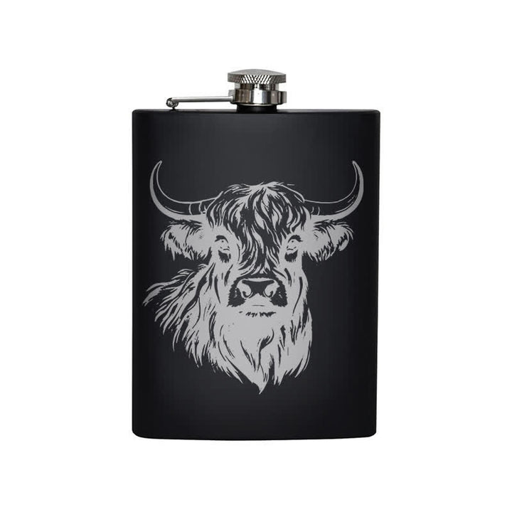 Termo portátil de acero inoxidable con diseño láser Yak Bull de 3-8 oz