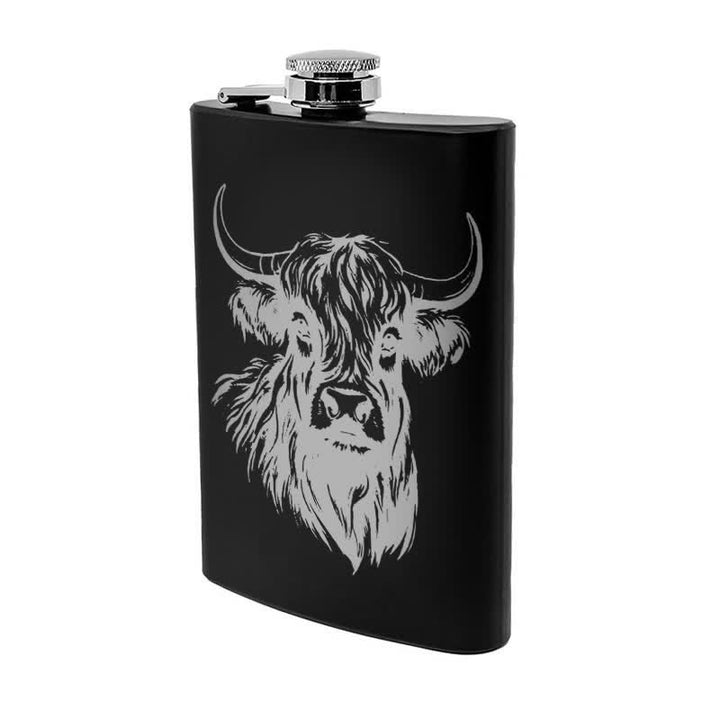 Termo portátil de acero inoxidable con diseño láser Yak Bull de 3-8 oz