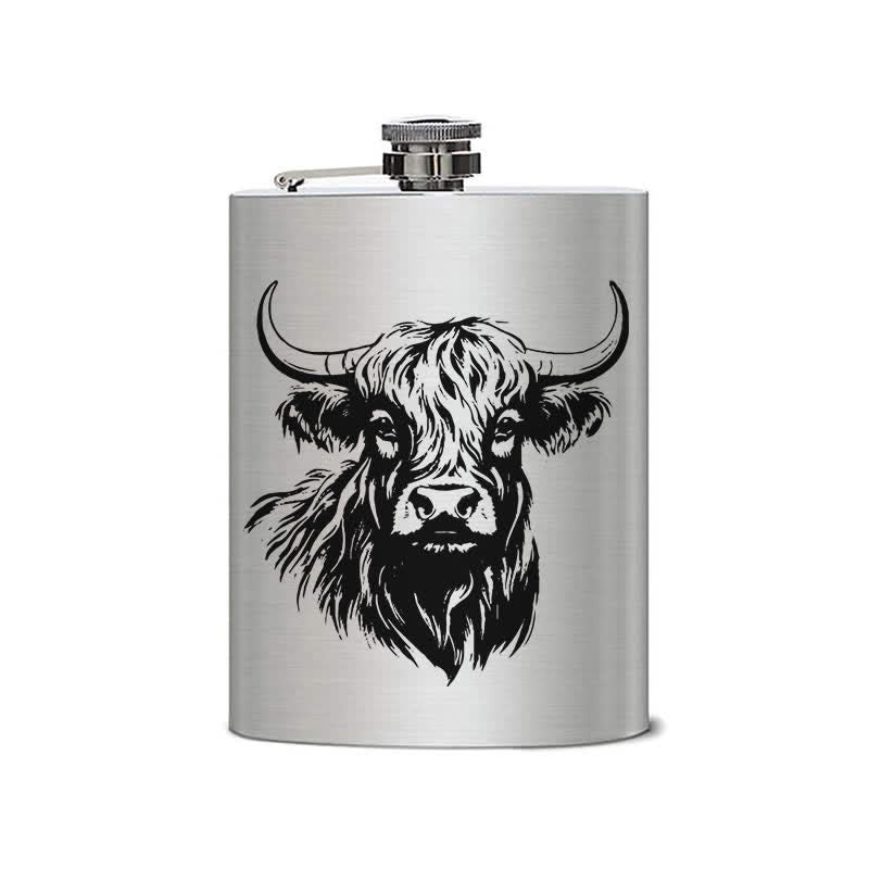 Termo portátil de acero inoxidable con diseño láser Yak Bull de 3-8 oz