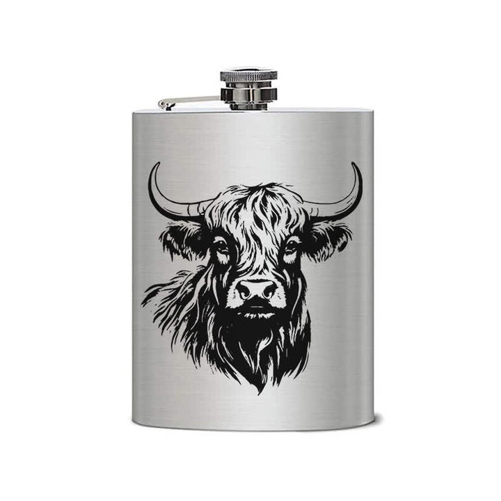 Termo portátil de acero inoxidable con diseño láser Yak Bull de 3-8 oz