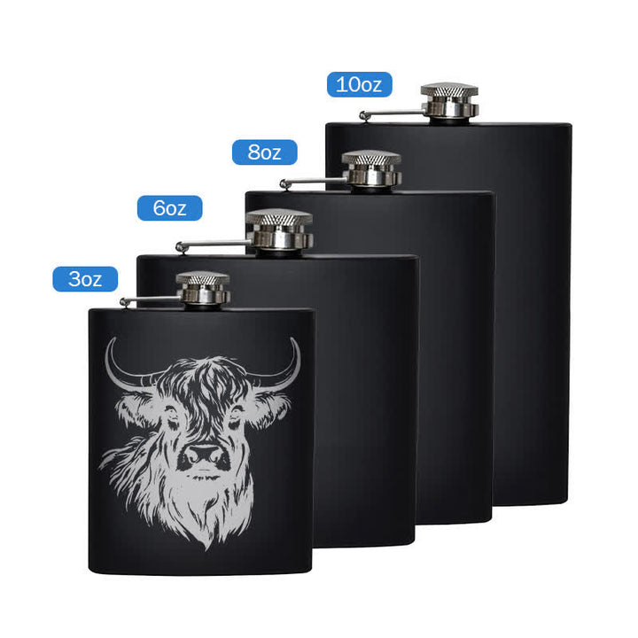 Termo portátil de acero inoxidable con diseño láser Yak Bull de 3-8 oz