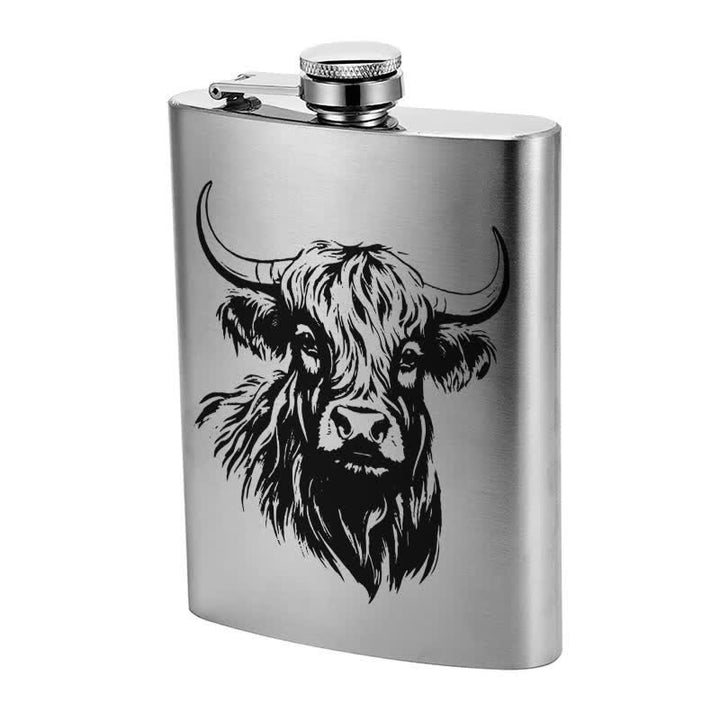 Termo portátil de acero inoxidable con diseño láser Yak Bull de 3-8 oz