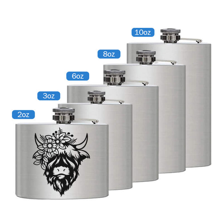 Termo portátil de acero inoxidable con diseño de vaca y flores, de 3 a 8 oz